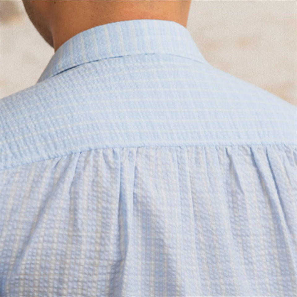 Seersucker Breathable Casual One-piece Collar Shirt High-tech Men's
