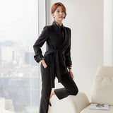 Lace-up Waist Suit Jacket Trouser Suit Women