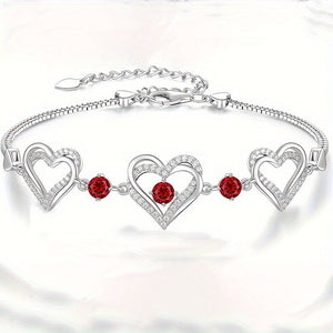 Elegant Heart-Shaped Zircon Bracelet - Sparkling Charm For Everyday Wear