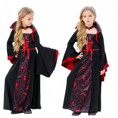 Halloween Cos Witch Children Black Clothes Horror Girl Party Costumes