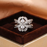 Fashion European And American Style Ornament Vintage Flowers Zircon Ring