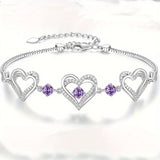 Elegant Heart-Shaped Zircon Bracelet - Sparkling Charm For Everyday Wear