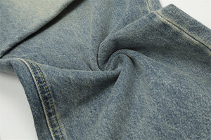 Washed Old Loose Denim Trousers Men