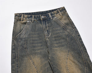 American Style Wash Personality Denim Trousers Men