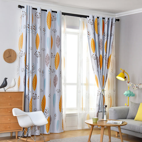 Nordic Style Nordic Leaf Curtain Shading Bedroom Living Room Shading Curtain Finished Simple Modern