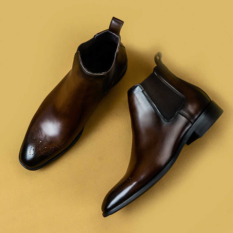 Men's Retro Cowhide Winter High Top Leather Shoes