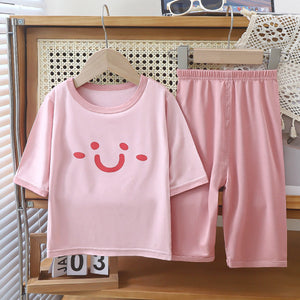 Home Wear 34 Sleeve Suit Boys And Girls Summer Thin Medium And Big Children Air Conditioning Clothes