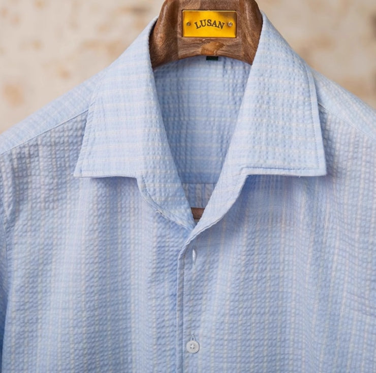 Seersucker Breathable Casual One-piece Collar Shirt High-tech Men's